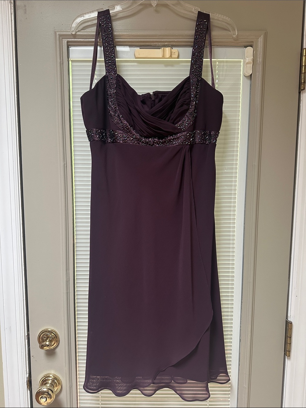 Elegant Plum Midi Evening Dress Size 14P